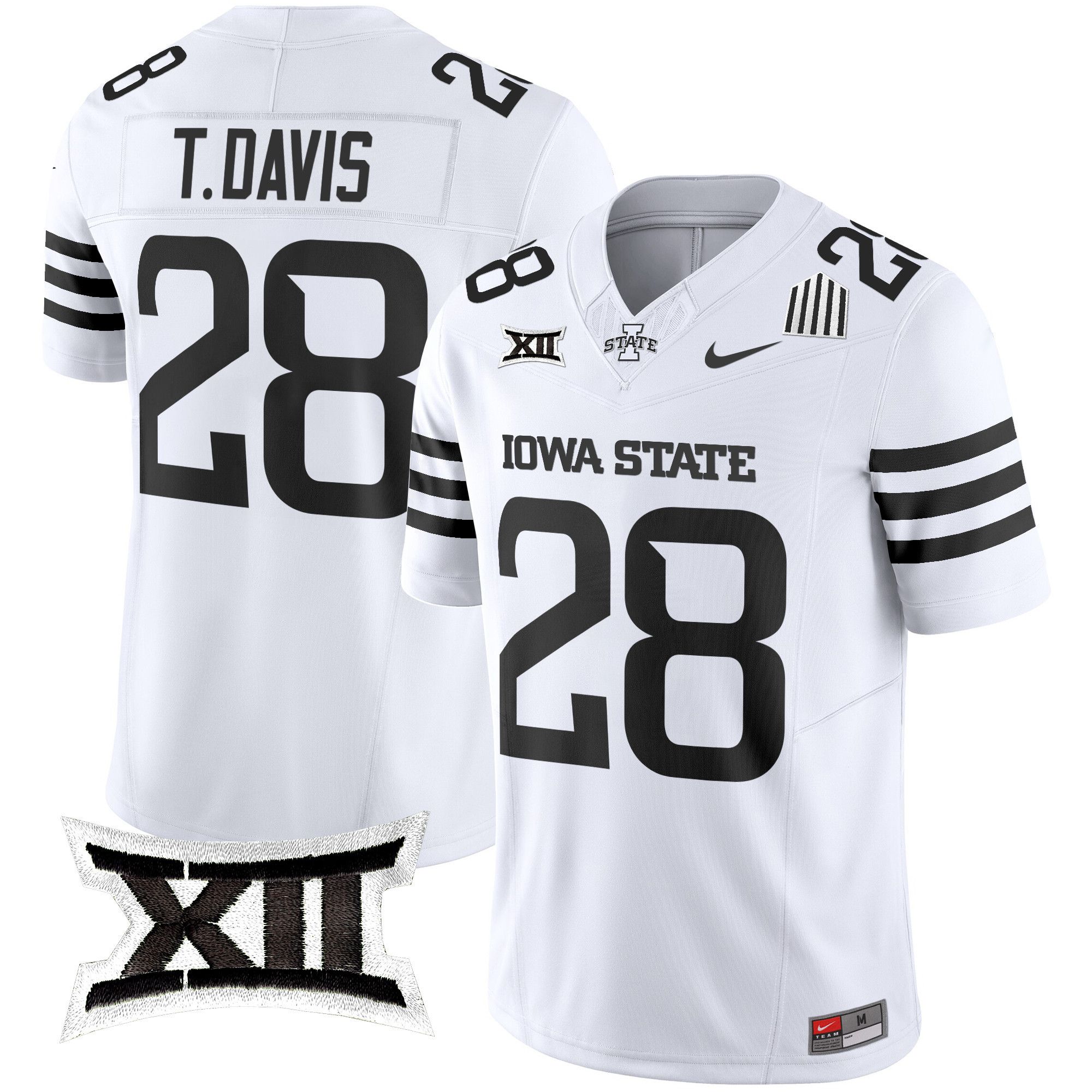 Men Iowa State Cyclones #28 T.Davis White Nike 2024 Vapor Limited NCAA Jersey style 1->more ncaa teams->NCAA Jersey